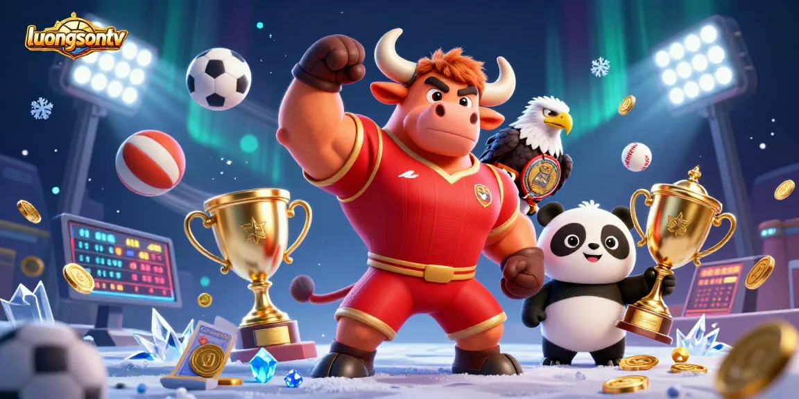 Experience the excitement of luongsontv with our vibrant mascot scene showcasing thrilling sports and betting elements.