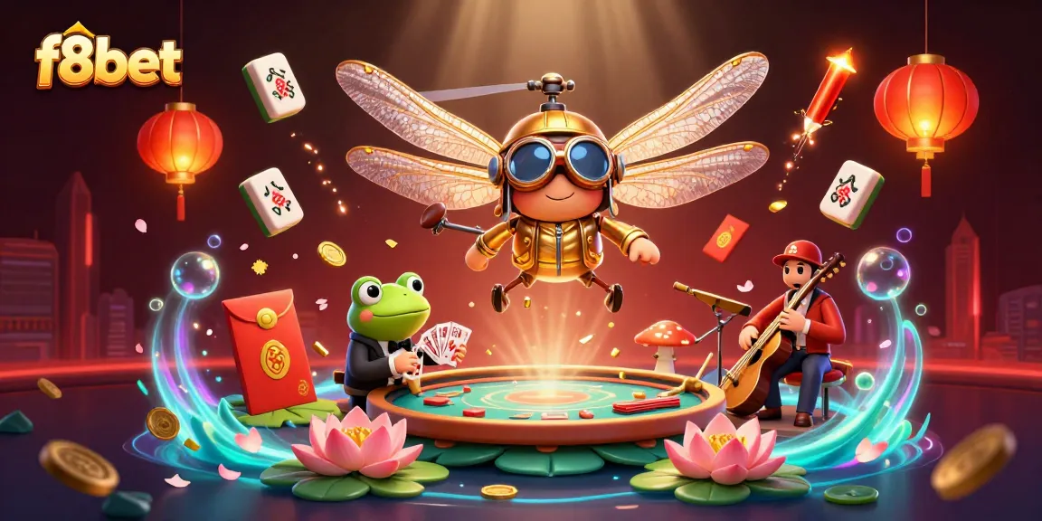 Experience thrilling gameplay at f8bet with a vibrant illustration of a dynamic casino scene featuring unique characters.