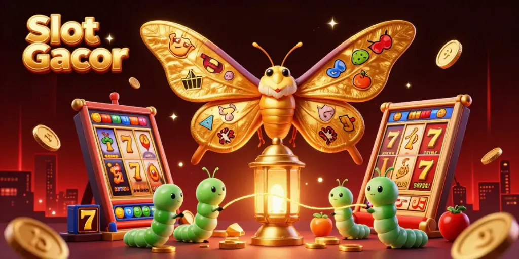 Experience the excitement of Slot Gacor with vibrant slot symbols in this dynamic 3D casino scene.