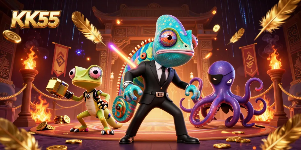Experience thrilling gaming excitement at KK55 with dynamic casino characters and vibrant visuals.