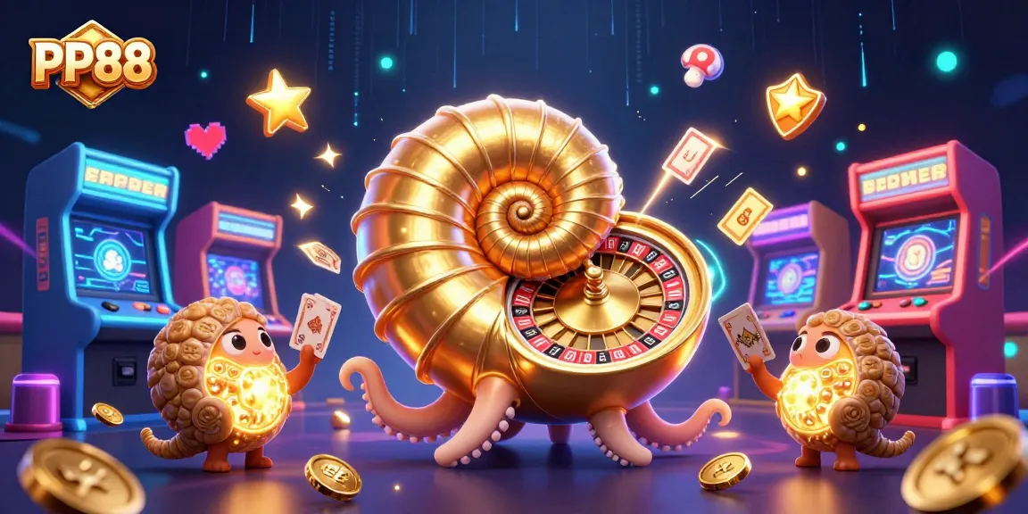 Engage in thrilling gaming at PP88 with a vibrant 3D illustration of ancient characters and gambling elements.