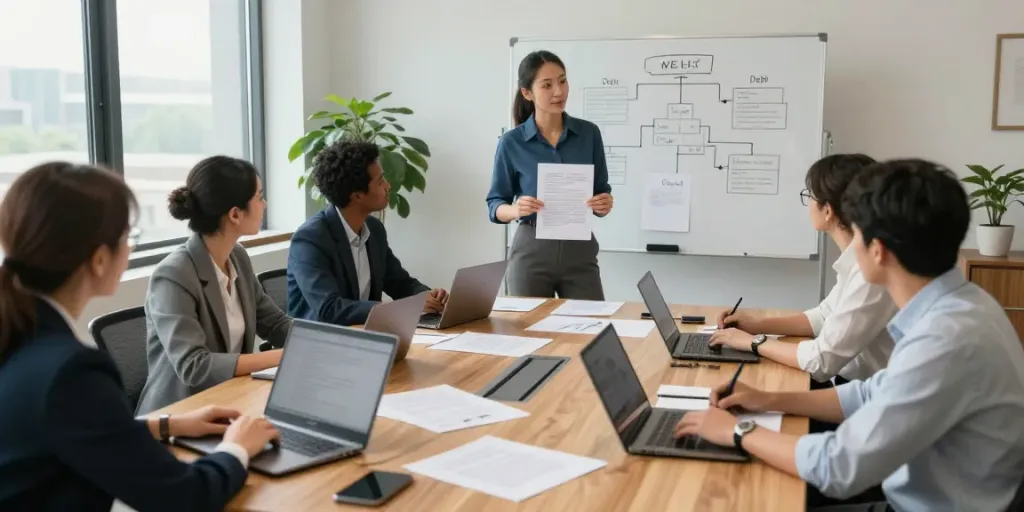 Professionelles Leipziger Inkasso-Team arbeitet an Schuldeneintreibung.