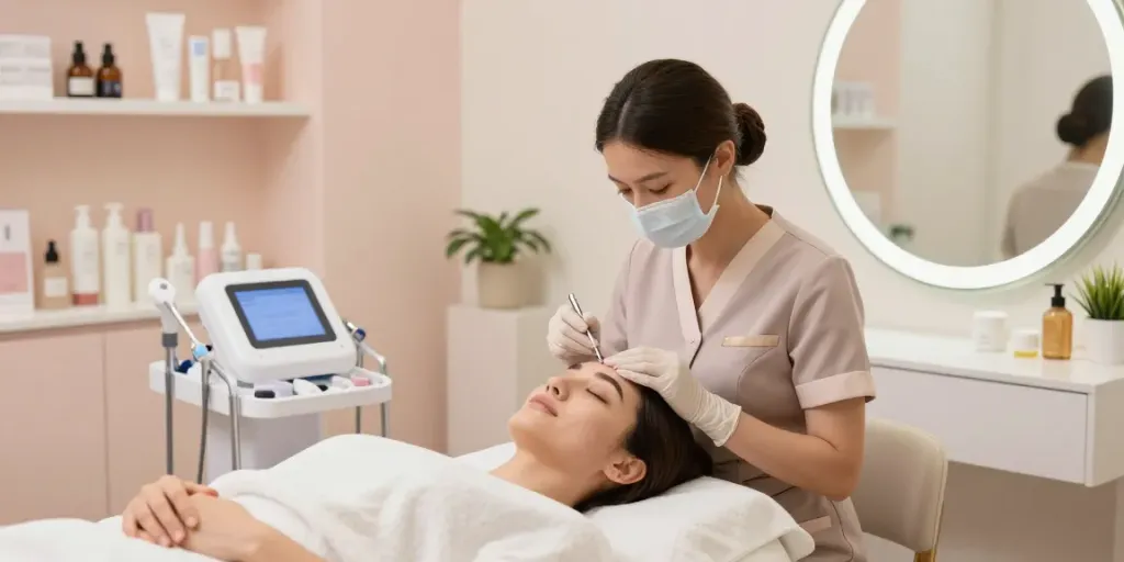 Professionelle Brow Lifting Behandlung im Glow Wow Studio München