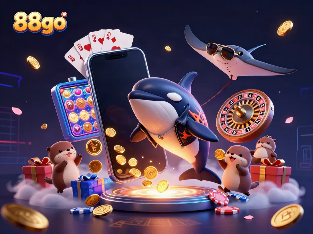 Immerse in the thrilling world of 88go with a vibrant 3D casino scene featuring sea creatures and golden coins.