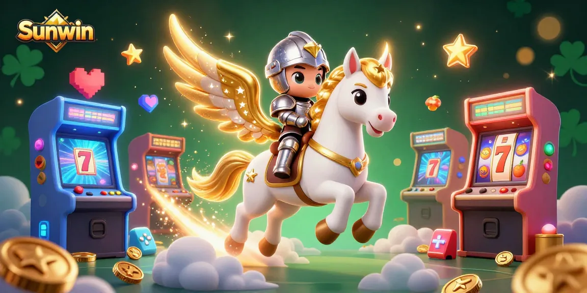 Play exciting games at Sunwin with a mystical horse and knight in a vibrant casino atmosphere.