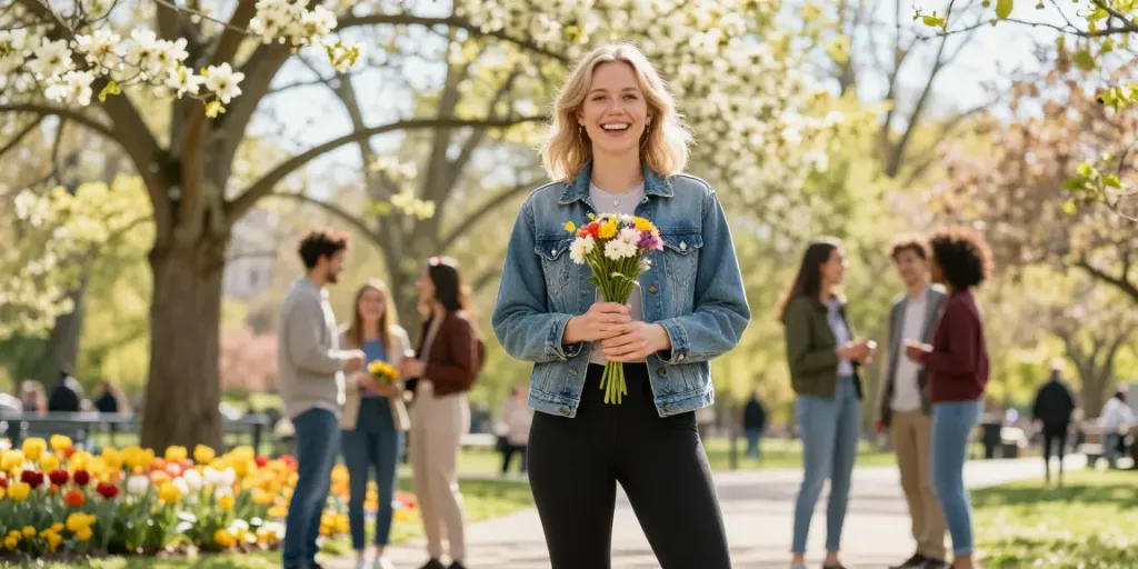 Brianna Lyman age and height captured in a warm outdoor scene, smiling with friends in a vibrant park.