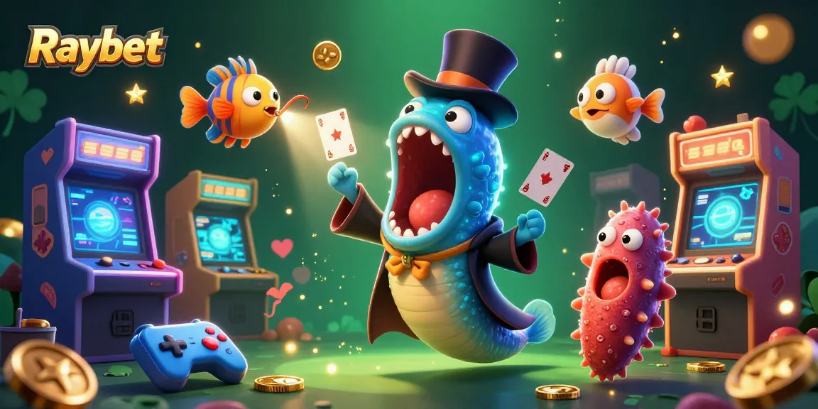 Raybet showcases a thrilling underwater casino experience with magical characters performing tricks.
