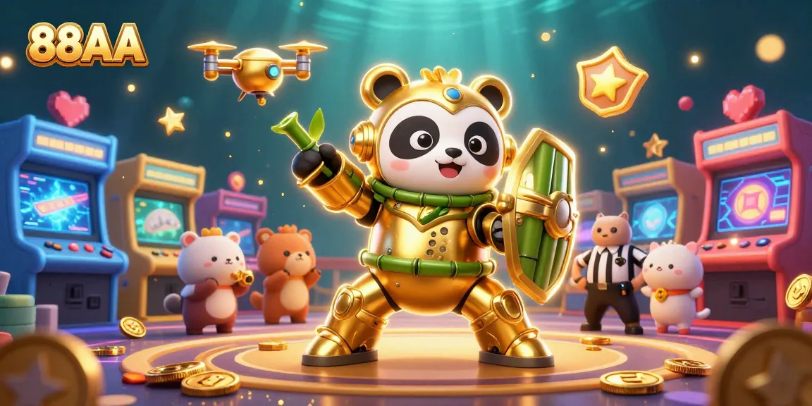 Experience thrilling gaming at 88AA with our colorful 3D casino-themed illustration.