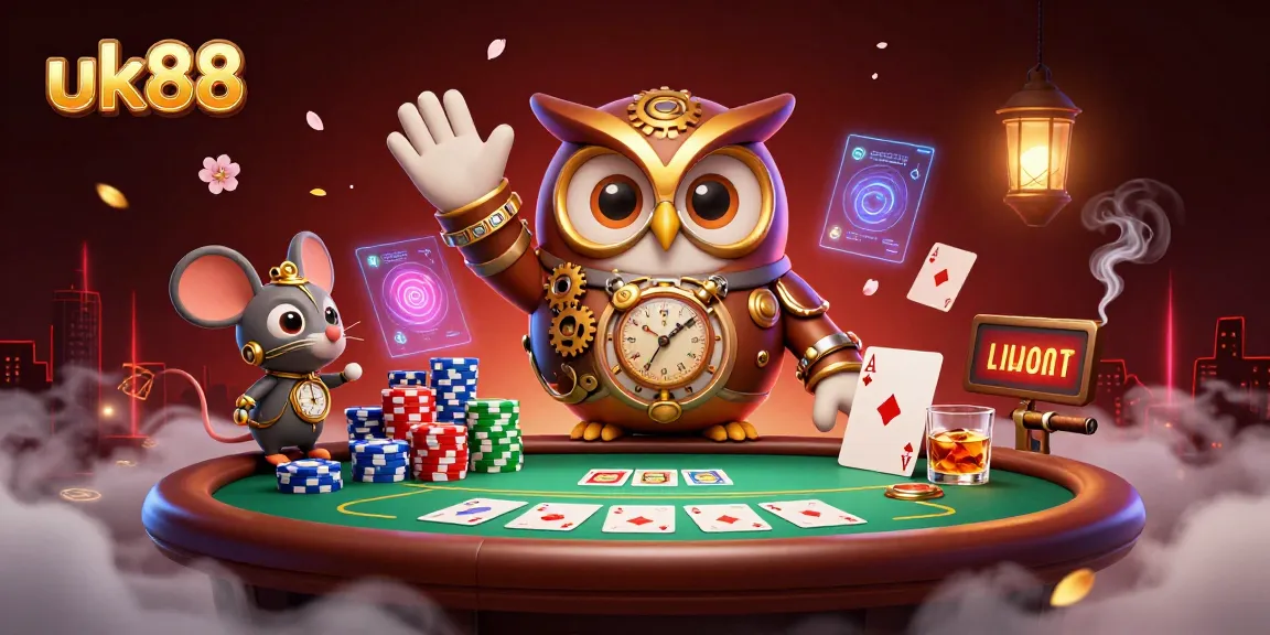 Engage with uk88's thrilling poker scene featuring vibrant characters and casino elements.