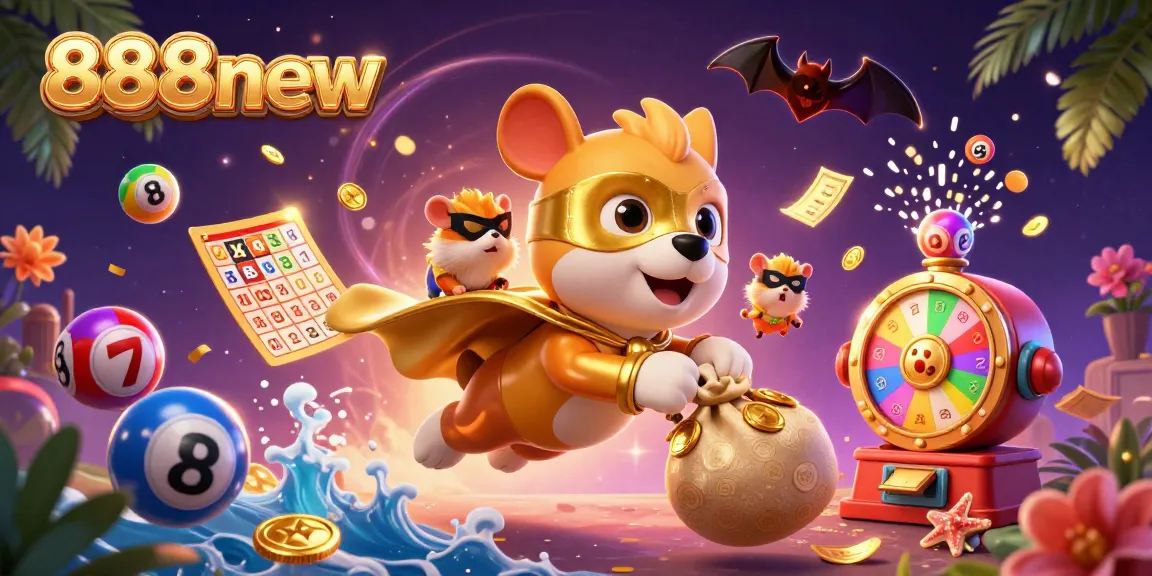 Experience the excitement of 888new casino with our superhero dog and sidekick amidst a vibrant gaming scene.