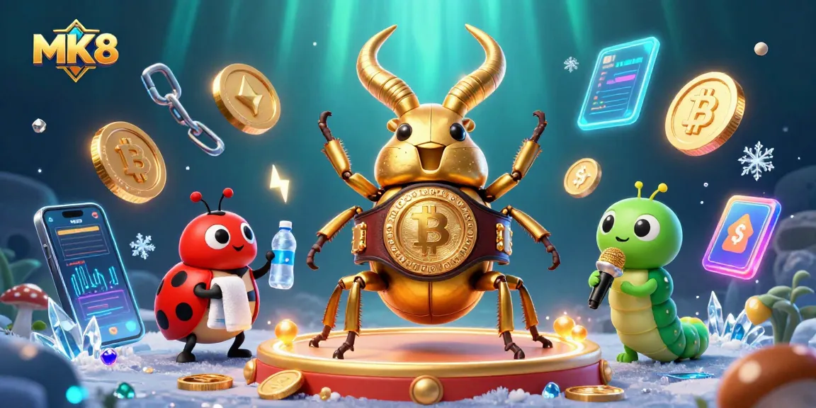 Engage in thrilling MK8 online gameplay with giant stag beetle champion, neon coins, and dynamic casino atmosphere.