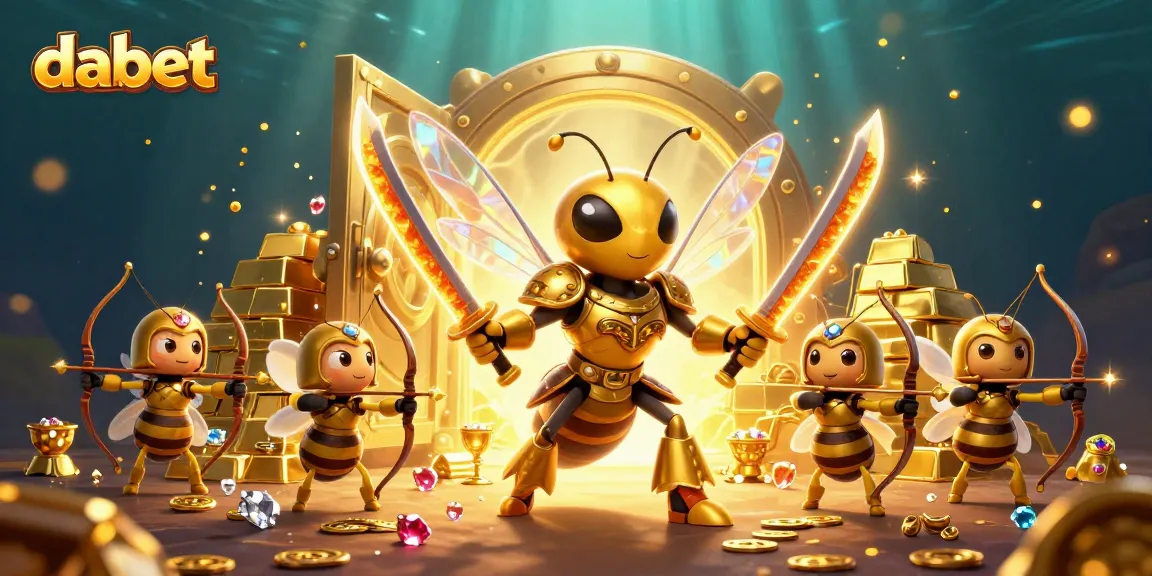 dabet showcases a dynamic scene with a giant hornet and bee archers amidst treasure, delivering thrilling gaming excitement