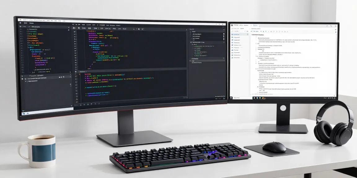 gi8 software development workspace with advanced coding setup and modern tech devices.