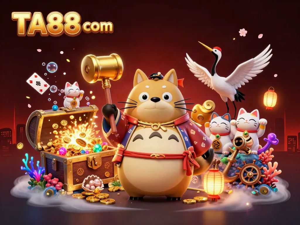 Experience luck and fortune with TA88 com in this vibrant 3D casino illustration.