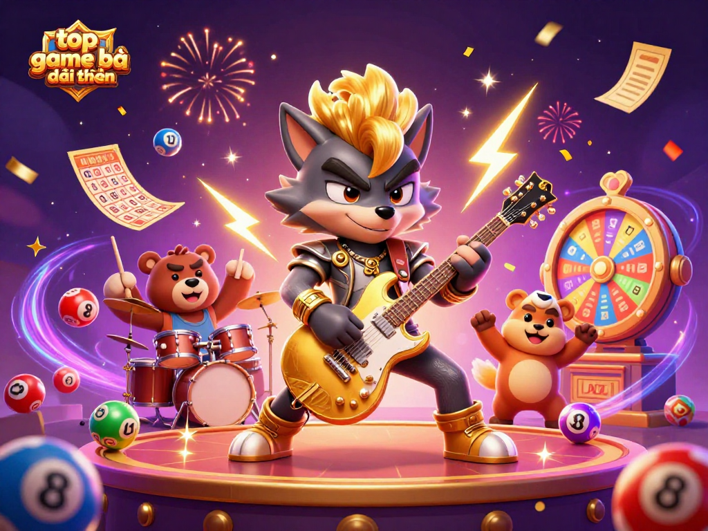 Engage with top game bài đổi thưởng through this vibrant, interactive casino illustration featuring dynamic characters and gambling elements.