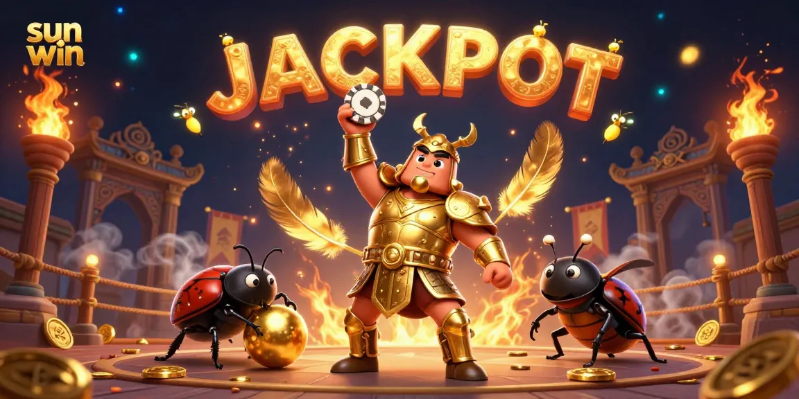 Win big with sun win in an electrifying 3D casino scene featuring vibrant characters and golden treasures.