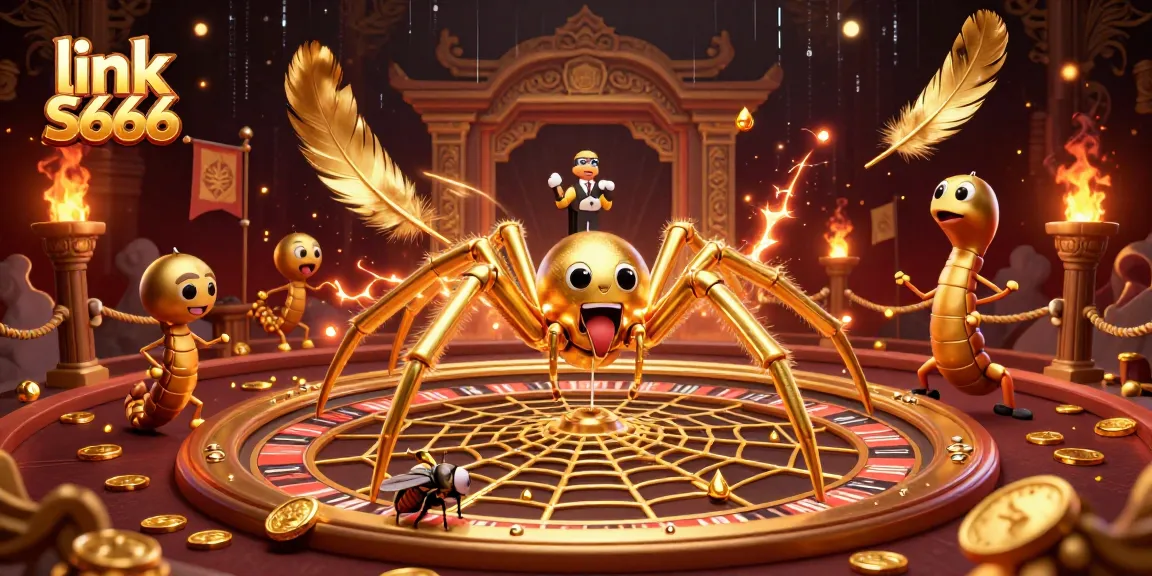 Experience thrilling bets with link S666 at a vibrant casino scene with lively characters.