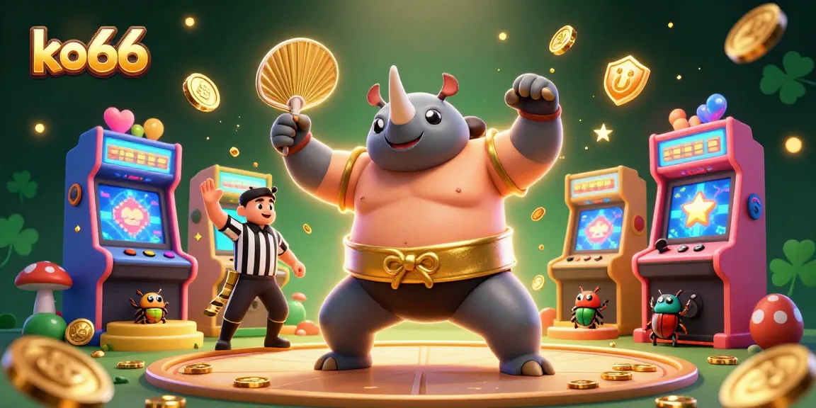 Experience thrilling action at ko66 with 3D beetle champions battling in a colorful casino scene.