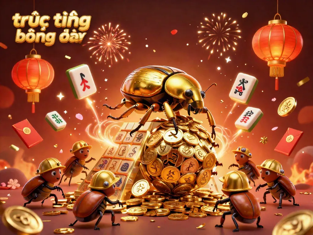 Experience the thrilling world of trực tiếp bóng đá vebotv with dynamic golden beetles and casino-themed elements.