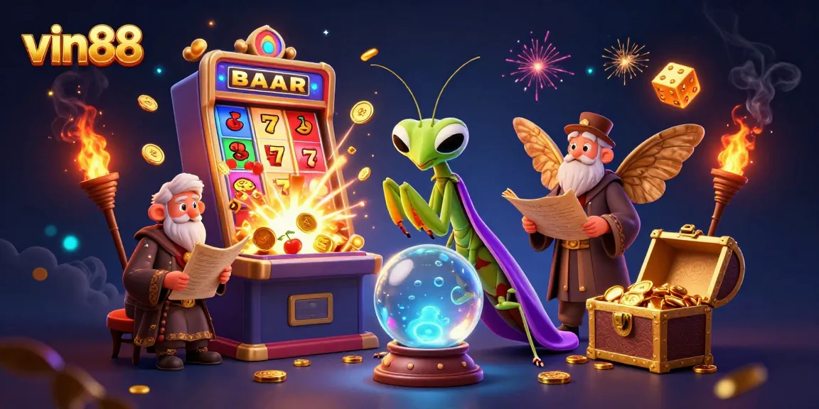 Experience vin88's enchanting gambling world with vibrant 3D characters and dynamic slot action.