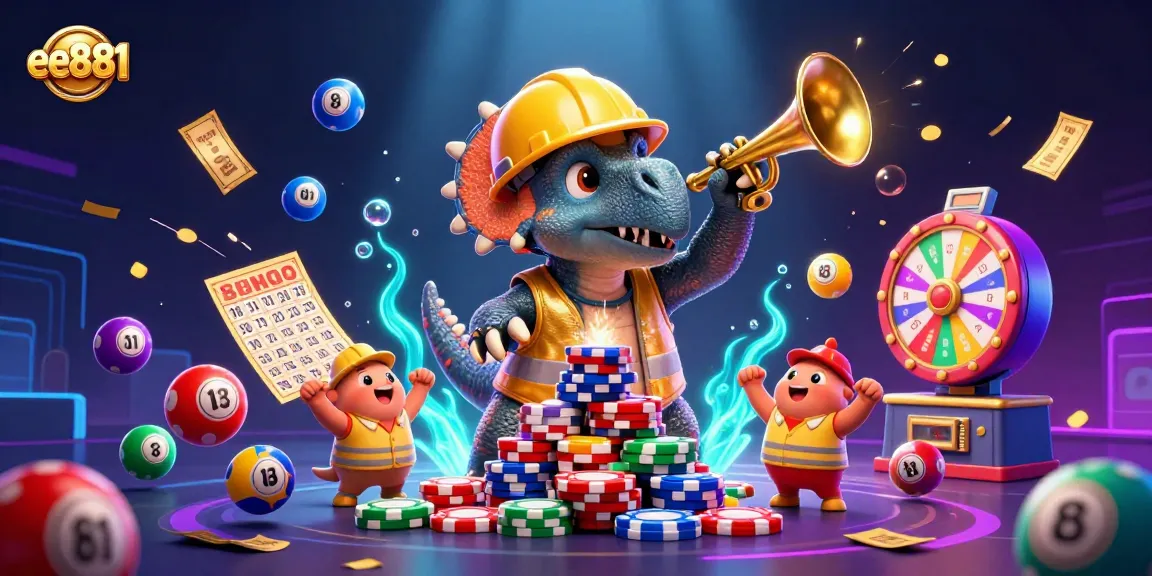 Experience the excitement of gambling with ee881 featuring triceratops and lottery elements!