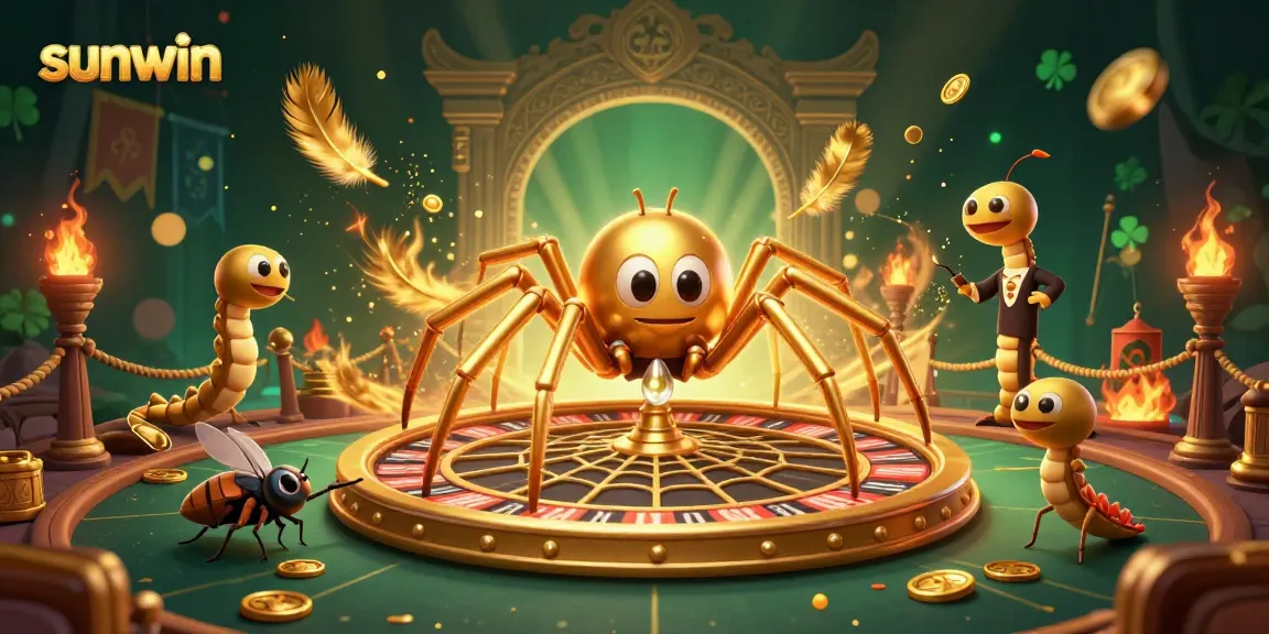 Join the sunwin experience by betting on a golden roulette wheel crafted by a whimsical spider.