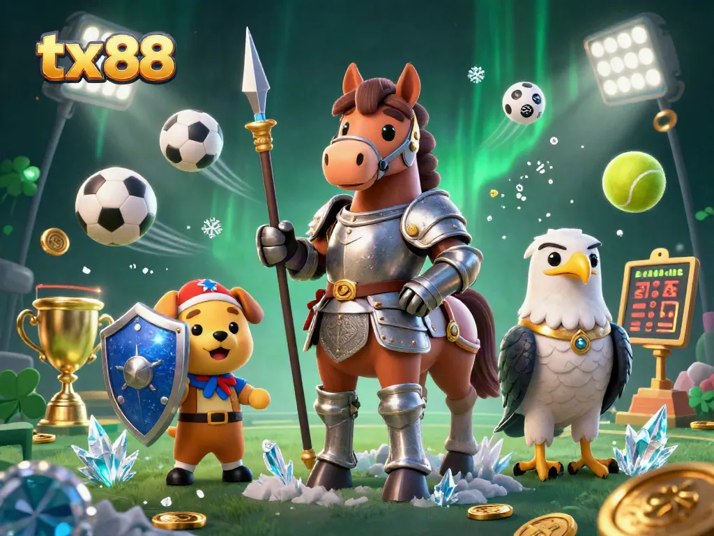 Engage with tx 88 casino games as a knight and squire amass trophies and wins amidst lively sports action.