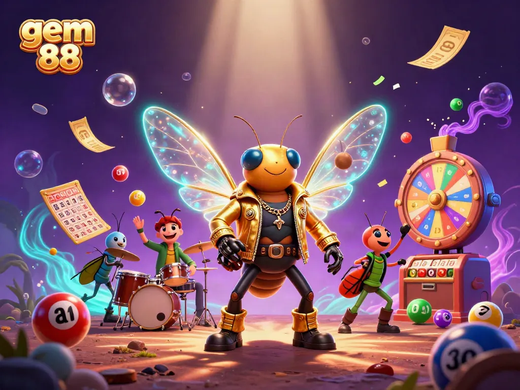 Experience excitement with gem 88 as a rock star emerges amidst dynamic casino elements.