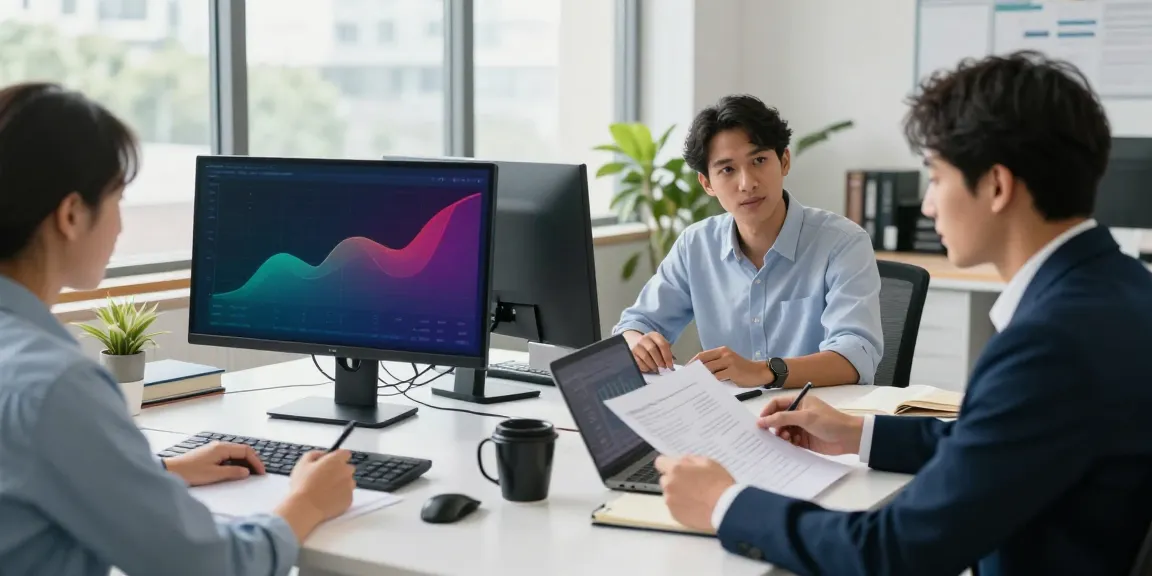 Equipo profesional revisando estrategias de netcash en un entorno de oficina moderna.