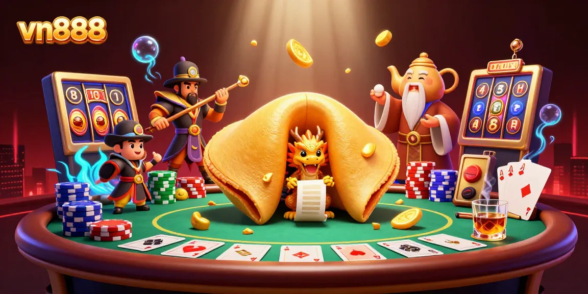 Engage with vn888's immersive casino scene featuring golden fortune elements and dynamic poker action.