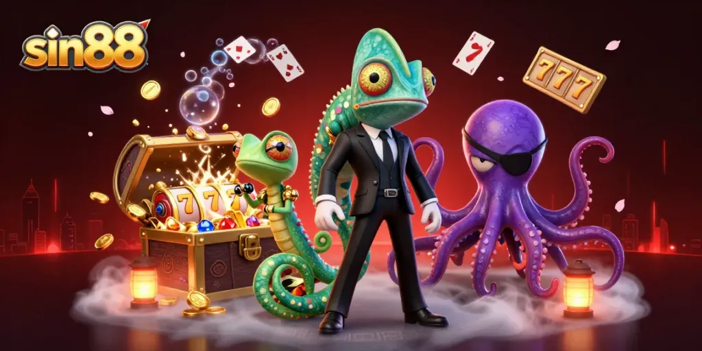 Experience thrilling adventures with sin 88, featuring vibrant characters and dynamic casino elements.
