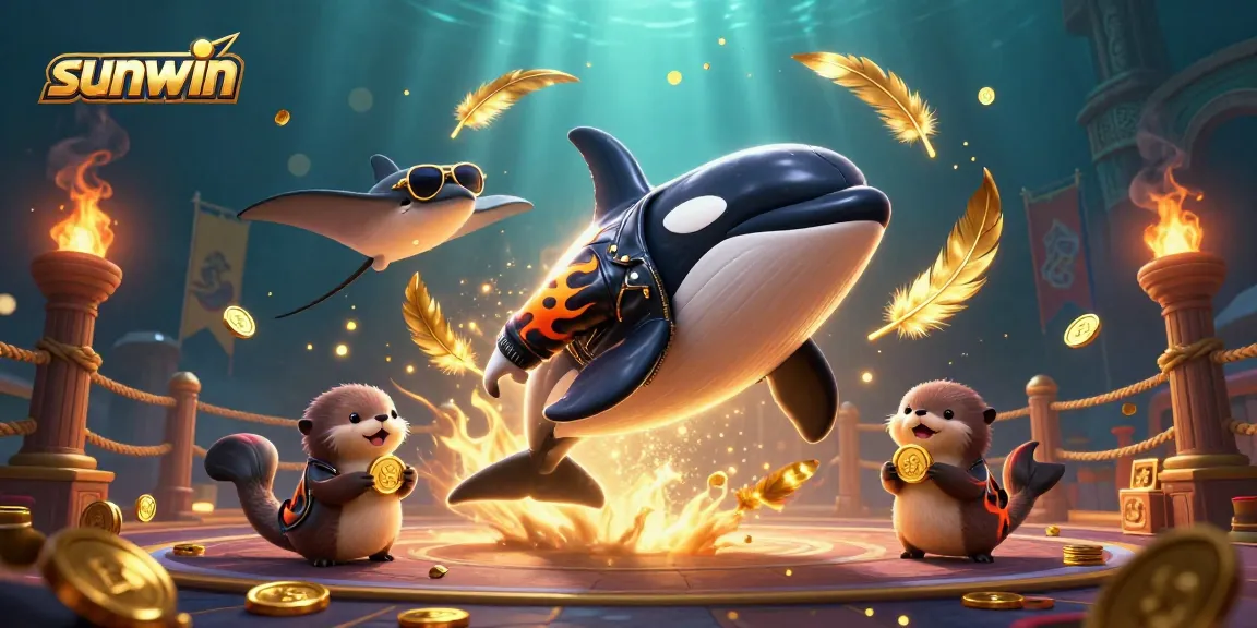 Experience fun and fortune at sunwin with playful sea creatures and dazzling casino elements in this vibrant scene.
