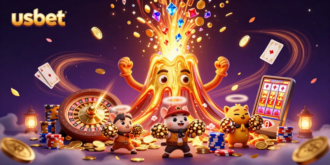 Experience endless excitement with usbet's vibrant casino scene featuring treasures and gaming action.