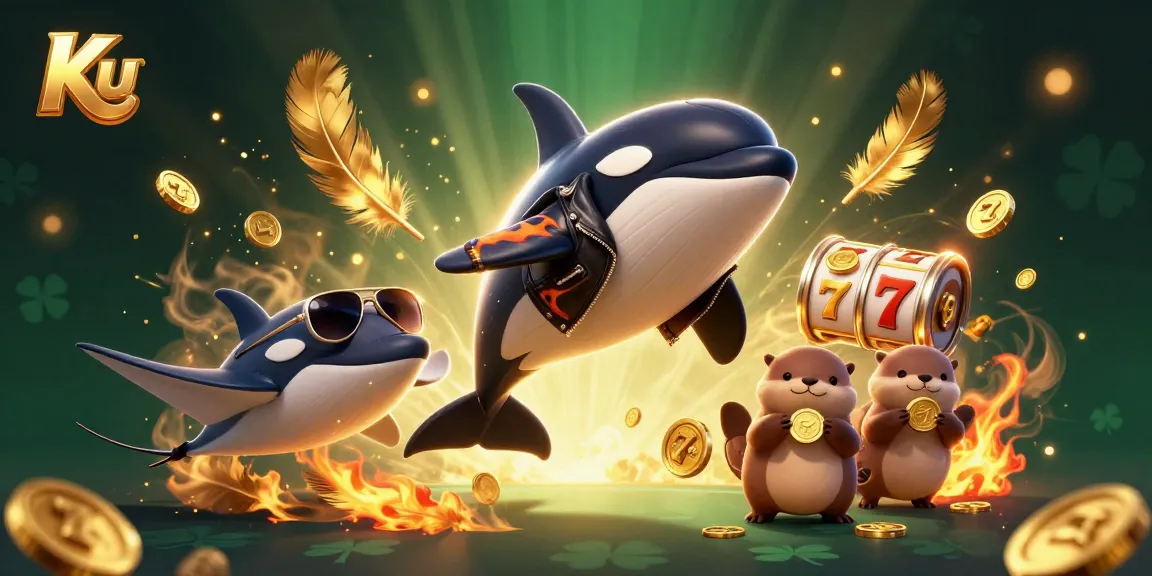 Engage with Ku's thrilling gaming adventure featuring lively sea creatures and casino symbols.