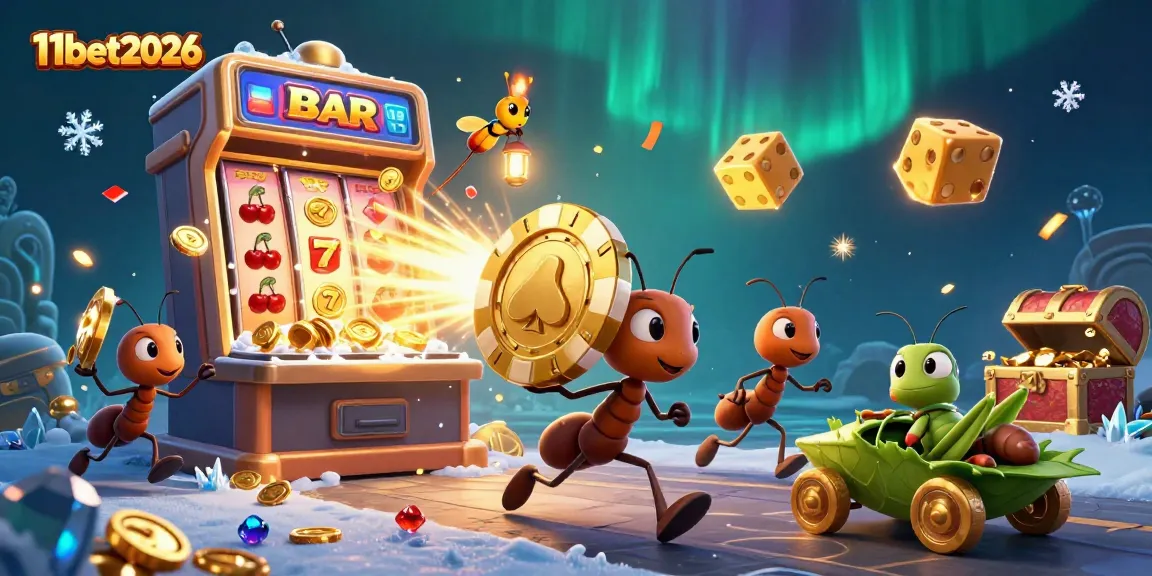 Experience thrilling heists in 11bet2026 with cartoon ants, golden poker chips, and explosive jackpots.